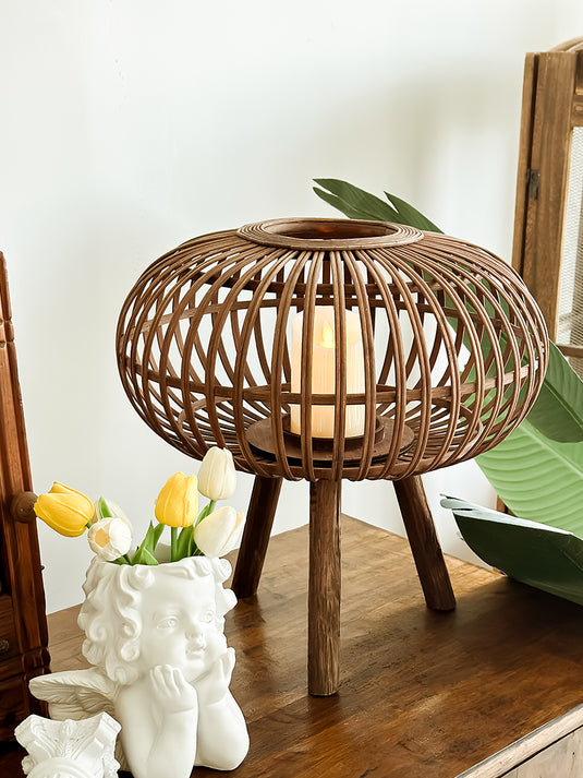 Retro Wooden Handmade Bamboo Floor Lantern