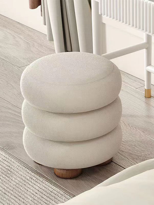 Cream Style Sherpa Shoe Changing Stool Makeup Stool