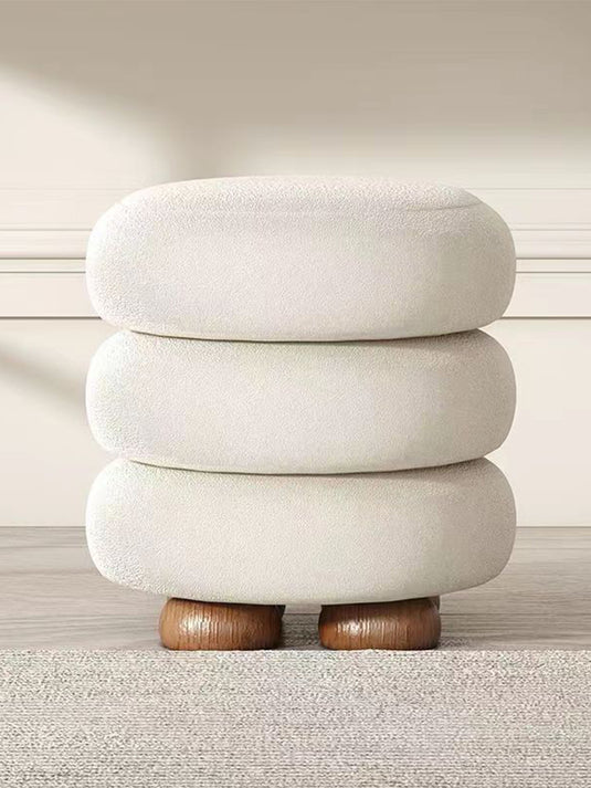 Cream Style Sherpa Shoe Changing Stool Makeup Stool