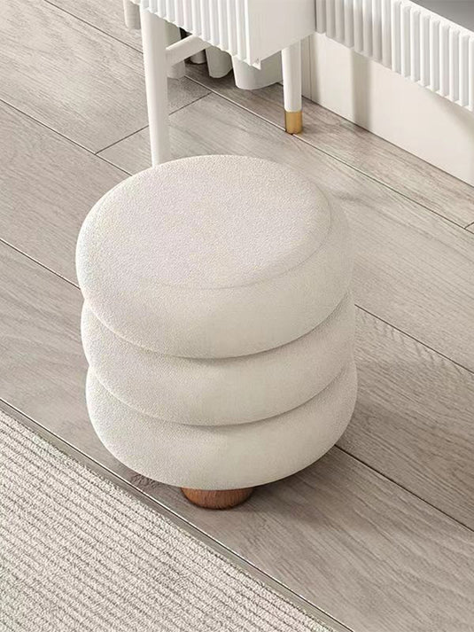 Cream Style Sherpa Shoe Changing Stool Makeup Stool