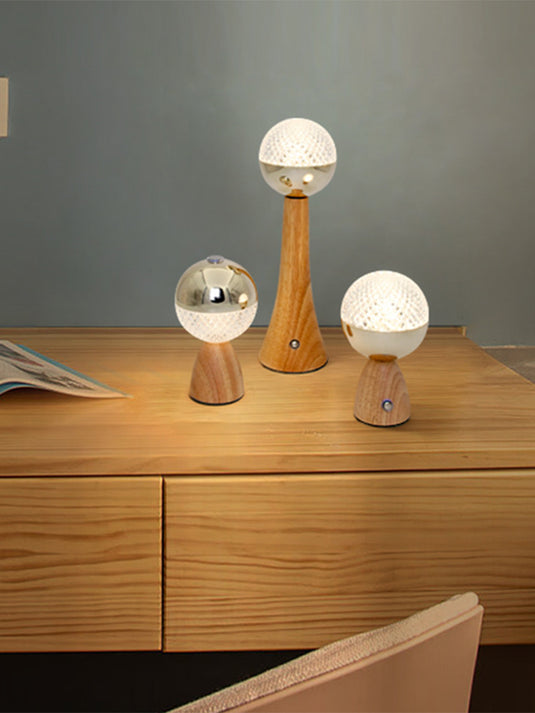 Rechargeable Wood Color Creative Small Desk Lamp