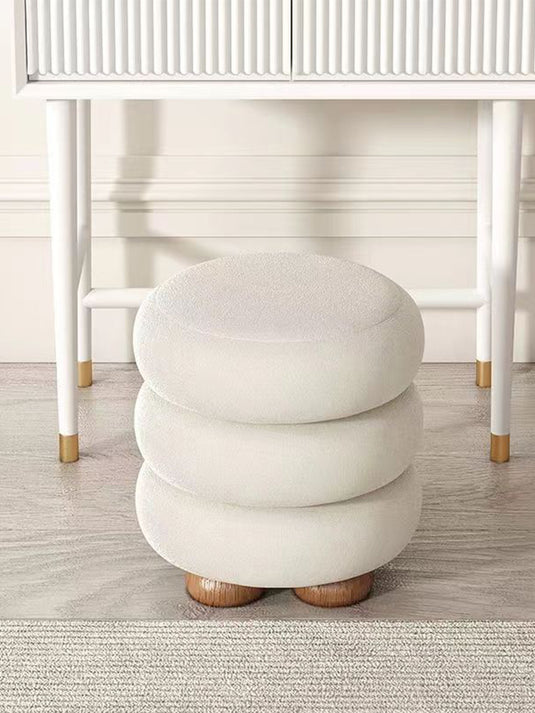 Cream Style Sherpa Shoe Changing Stool Makeup Stool