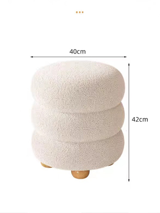 Cream Style Sherpa Shoe Changing Stool Makeup Stool