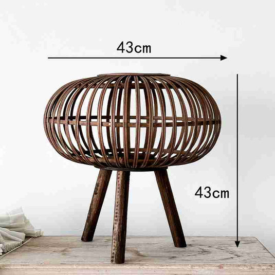 Retro Wooden Handmade Bamboo Floor Lantern